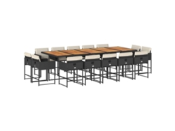 Maison Exclusive - Set Comedor De Jardín Con Cojines 15 Pzas Ratán Sintético Negro