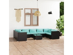 Conjunto de jardín de 10 piezas con cojines en mimbre sintético negro de DKD Home Decor