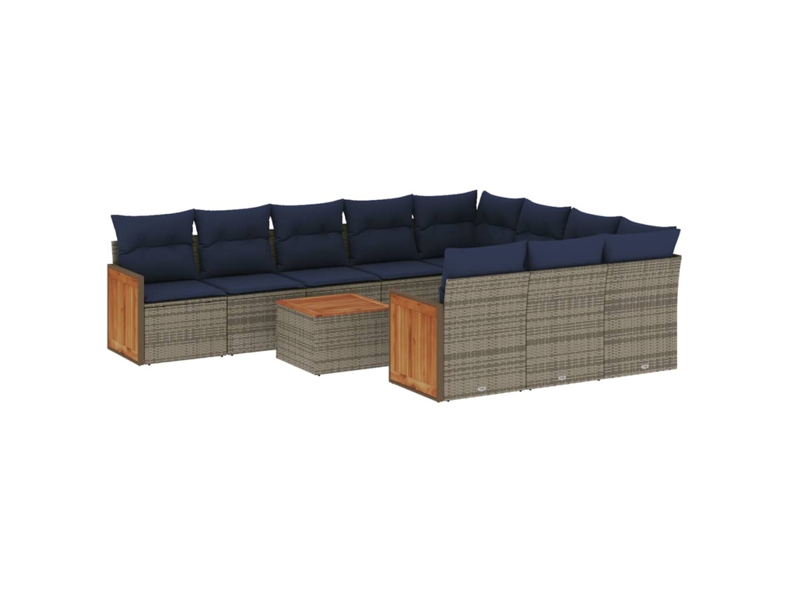 Maison Exclusive - Conjunto De Sofá De Jardín De 11 Piezas Con Cojines, Poliratán Gris