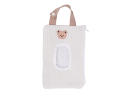 Bolsa Portátil Para Toallitas Húmedas De Bebé Con Cremallera Y Asa Bordada, Diseño De Oso Blanco.