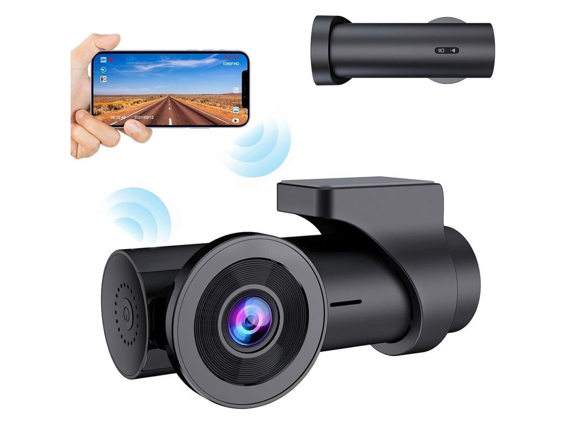 Cámara Para Coche Full Hd 1080p Con Wifi, Sin Pantalla, Gran Angular De 170°, Grabación En Bucle Y Soporte Giratorio De 360°.