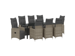 Maison Exclusive - Conjunto De Comedor De Jardín 9 Pcs Gris Ratán Sintético
