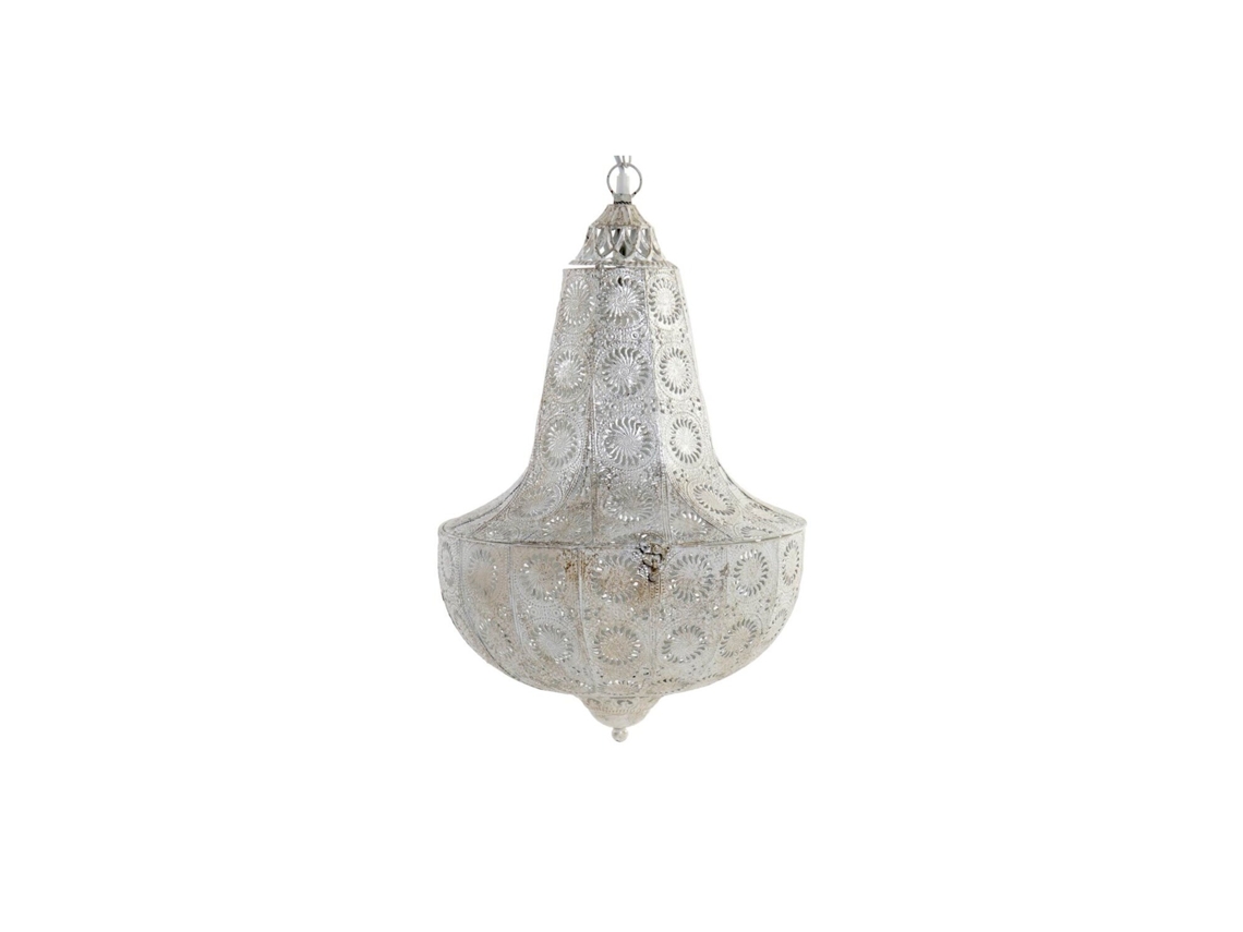 Lampara Techo Metal Etnica Blanco 34x55cm