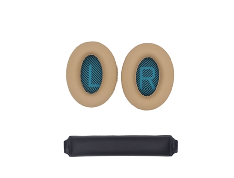 Protetores de ouvido e faixa de cabeça de reposição para fones de ouvido Bose QC15 QC25 QC35 Beige+Azul