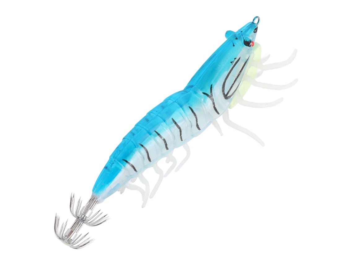 2026rebe-cebo De Camarón De Madera Falso Luminoso, Señuelo Artificial Para Pesca, Jig De Calamar, Wobbler Y Anzuelo Azul