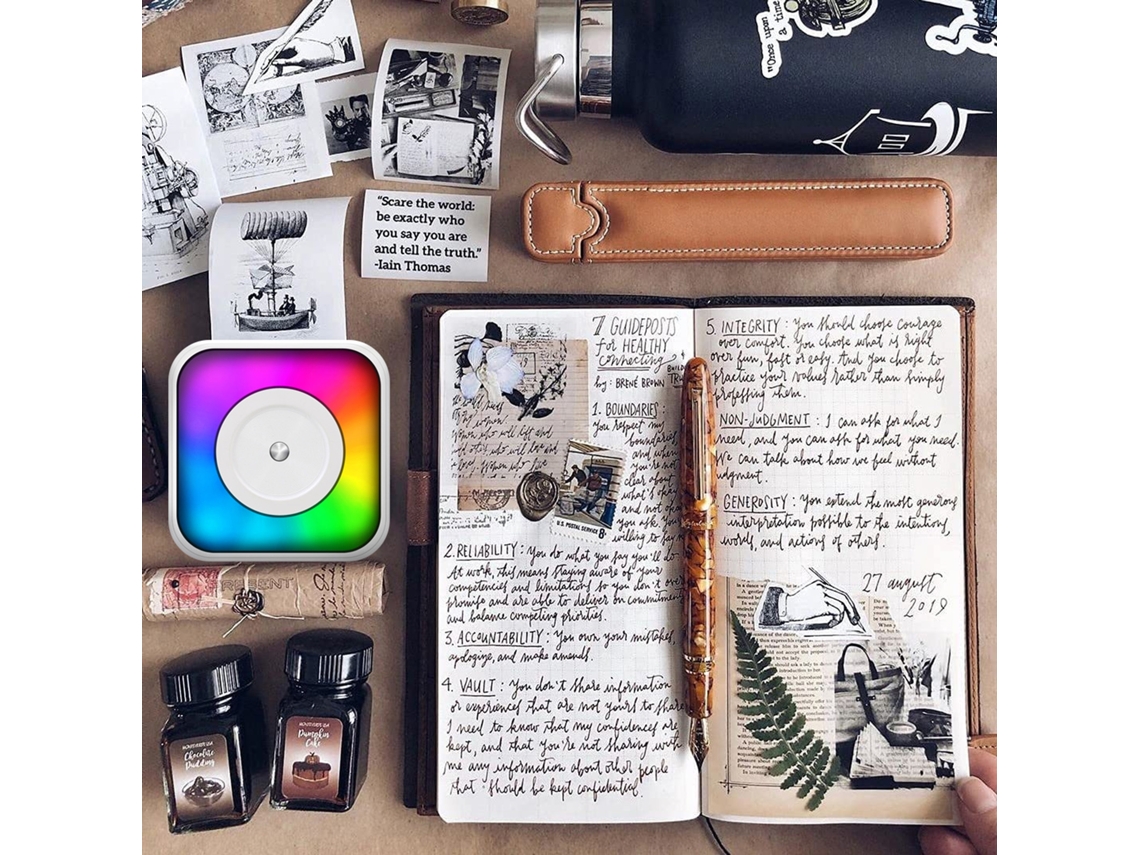Impresora De Bolsillo Mini Inalámbrica Portátil Para Pegatinas Para Iphone Sin Tinta Con Luz Cool