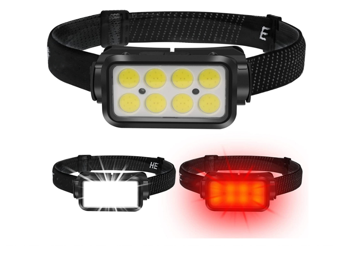 Linterna frontal LED superbrillante de 300 lúmenes con luz roja COB - Linterna frontal recargable YIZHOOD Lantern-0027 USB C (negra) YIZHOOD