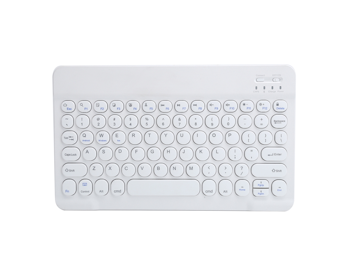 Teclado Inalámbrico Bluetooth Con Teclas Redondas Para Ipad, Smartphone Y Tableta, Color Blanco