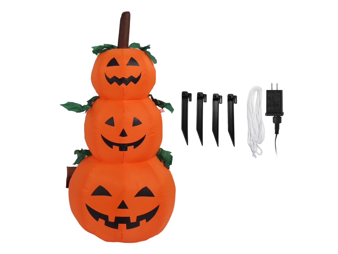 3.9ft Inflable Halloween 3 Calabazas Apiladas Con Luz 100-240v Para Jardín Fiesta Us Plug