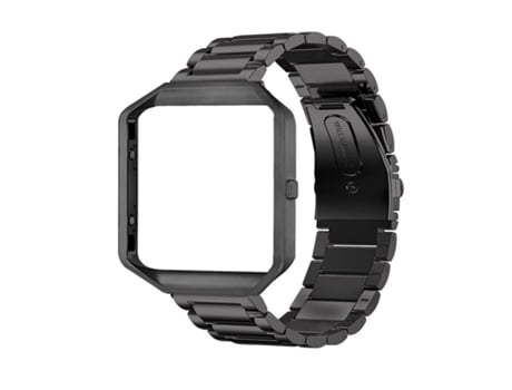 Banda de muñeca de acero inoxidable Correa clásica Marco de correa elegante para reloj inteligente Fitbit Blaze Negro