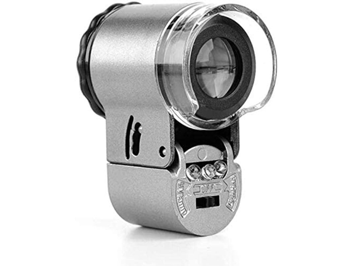 Lupa De Bolsillo Portátil De 50 Aumentos Con Luz Uv Y Led, Ligera Y De Mano Para Inspeccionar Objetos Pequeños.