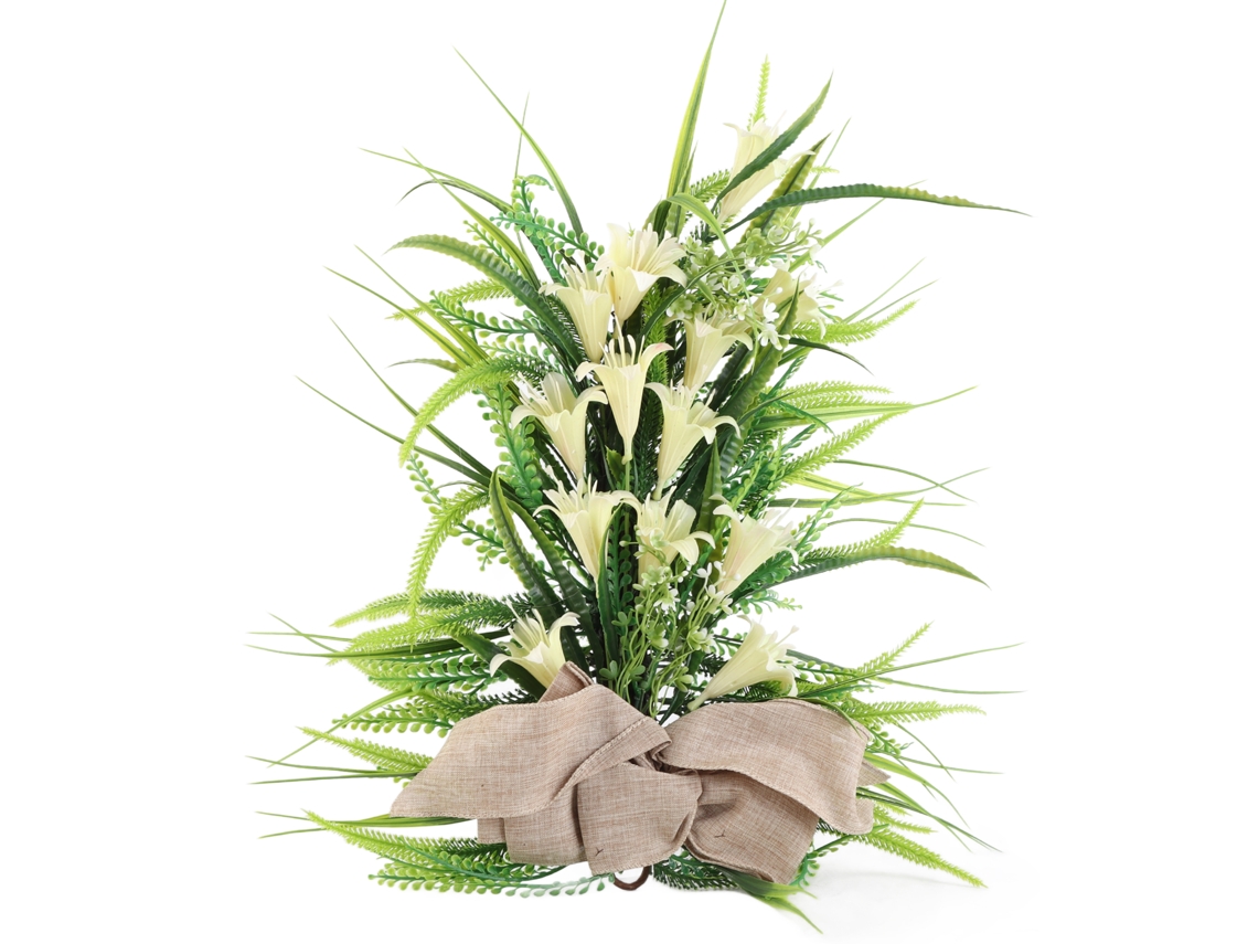 Corona de lirios artificiales en forma de lágrima para la decoración de la puerta principal en Pascua (2026) - Long Spring