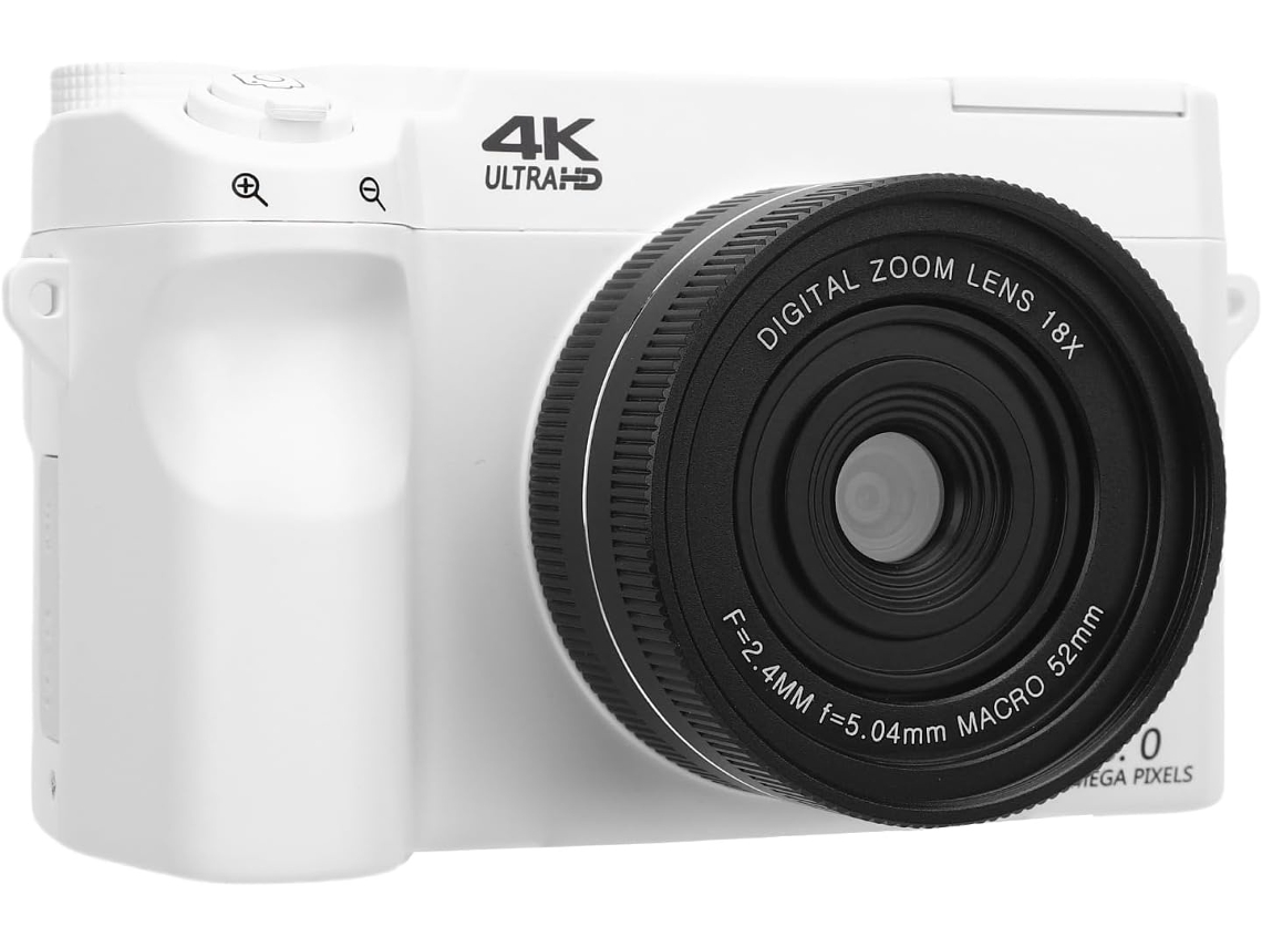 Cámara Digital 4k Para Fotografía, Cámara De Vlogs Wifi Uhd De 75 Mp Con Pantalla Lcd De 3", Zoom Digital De 18x (blanca)