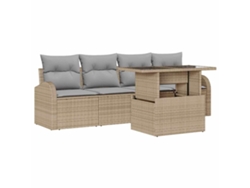 Maison Exclusive - Juego de sofás de jardín de ratán de polipropileno beige de 5 piezas