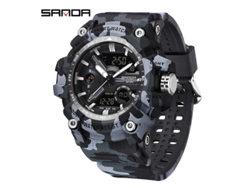 Reloj Digital De Moda (camuflaje Totalmente Negro) Con Acabado Luminoso, Resistente Al Agua, A Los Golpes Y Con Alarma.