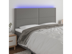 Cabecero Con Luces Led Tela Gris Oscuro 180x5x118/128 Cm