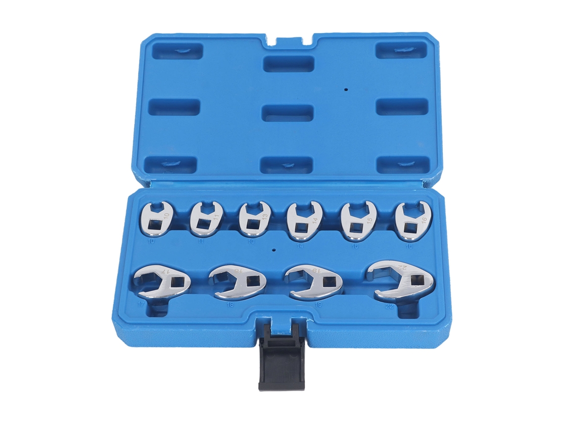 Juego De Llaves Crowfoot De 10 Piezas, Acero De 3/8 De Pulgada, Llave De Boca De 45°, 10-22 Mm