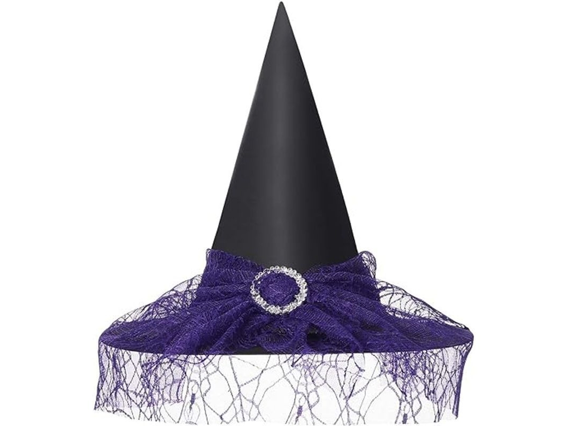 Sombrero De Bruja Vintage Halloween Para Mujer Con Veil De Encaje Transparente Suministros De Fiesta