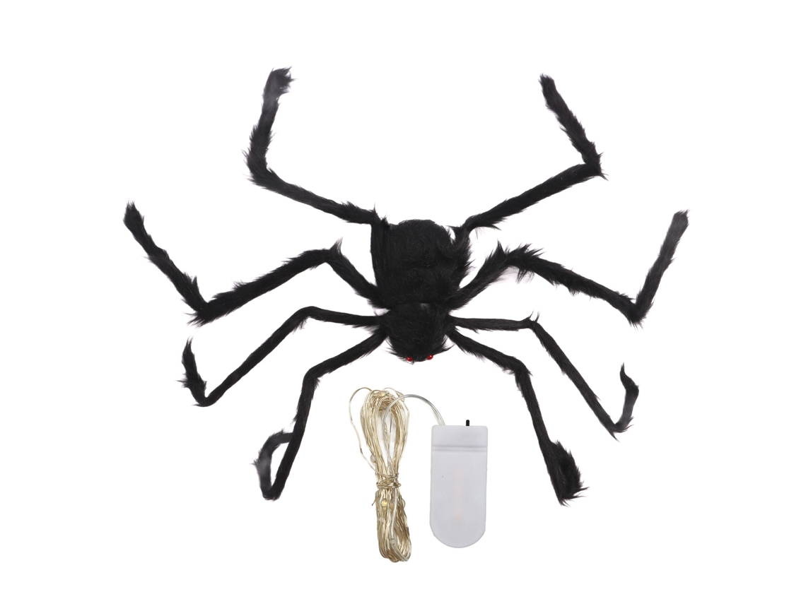 Ats-araña De Halloween Con Luz De Peluche Grande Negra Para Decoración De Fiesta Interior Y Exterior 4.1ft
