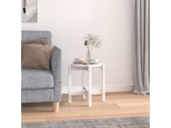 Mesa de Centro de Apoyo Ø 42,5X45 cm Madera de Pino Macizo Blanco