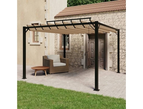 vidaXL Cenador con techo persiana 3x3 m tela y aluminio gris taupé