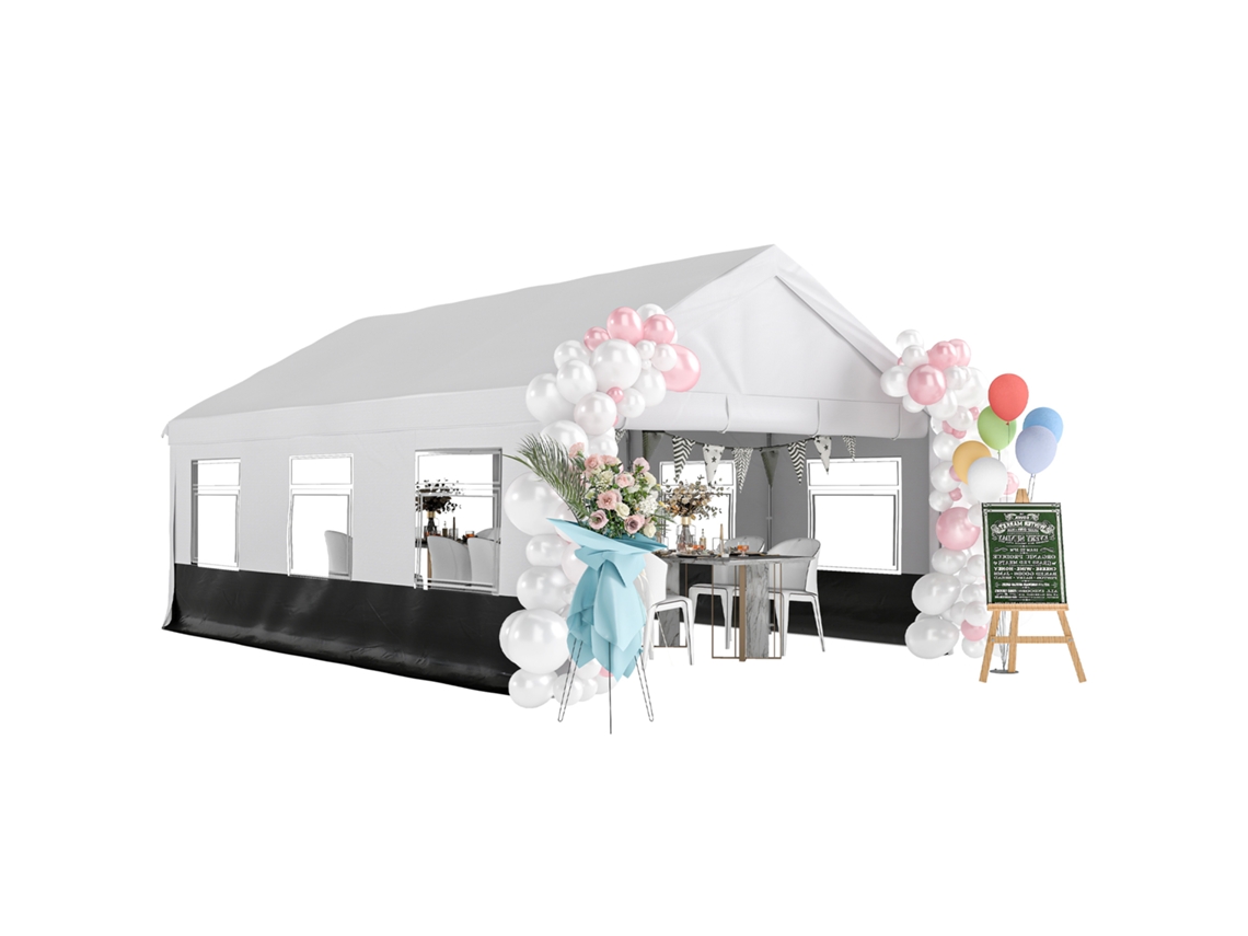 Carpa Para Eventos De 4x6 M Con Paredes, Puertas Y Ventanas Desmontables, Protección Upf30, Color Gris Y Blanco.