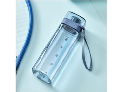 Botella de agua Rebe-Sports Linjou con marcas de tiempo, 400 ml, azul, a prueba de fugas, material ecológico, portátil.