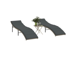Pack 2 Uds Tumbonasillas Con Mesita Ratán Sintético Gris Claro Wsd89520