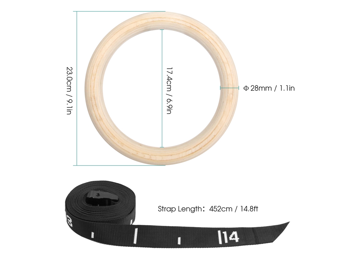 Anillas De Gimnasia De Madera Con Correas Ajustables Para Entrenamiento En Casa, Gimnasio, Dominadas Y Entrenamiento Con Pesas.