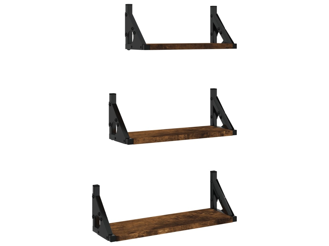 Maison Exclusive - Estantes De Pared 3 Pzas Madera De Ingeniería Roble Ahumado