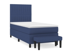 Maison Exclusive - Cama Box Spring Con Colchón Tela Azul 90x190 Cm