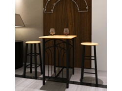 Set Mesa De Desayuno/comedor Madera Marrón Con Acero Negro