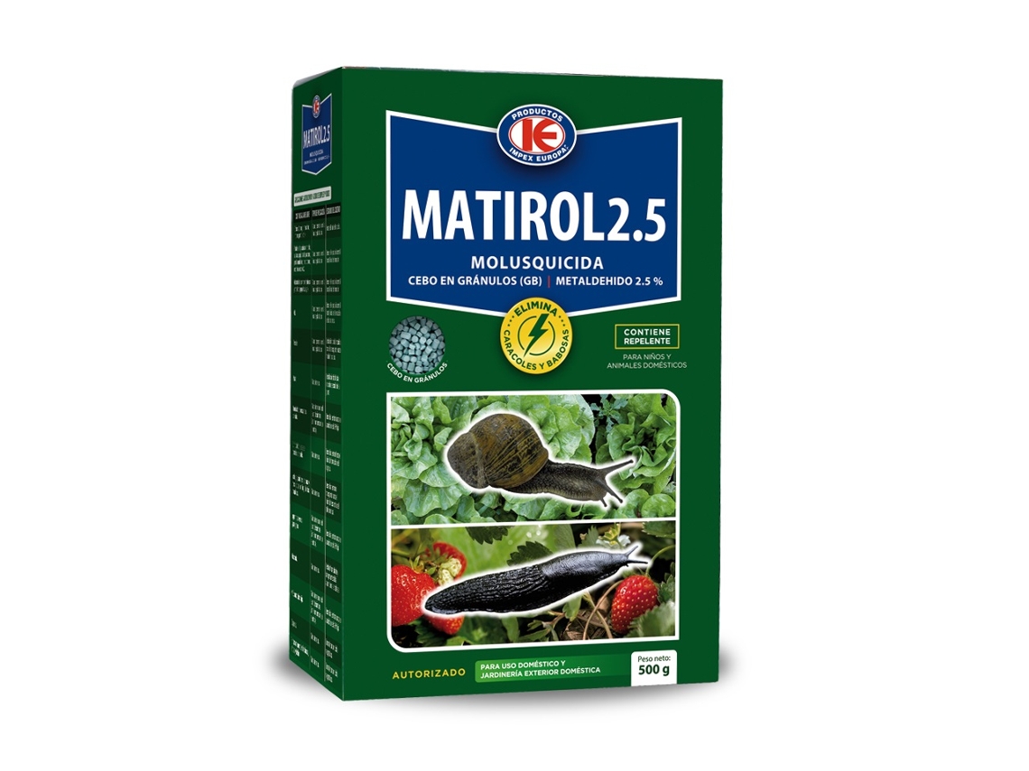 Matirol 2 5 Moluscicida Granulado Anti Lesmas Controle de Caracóis e Lesmas Estojo 500 Gr IMPEX EUROPA