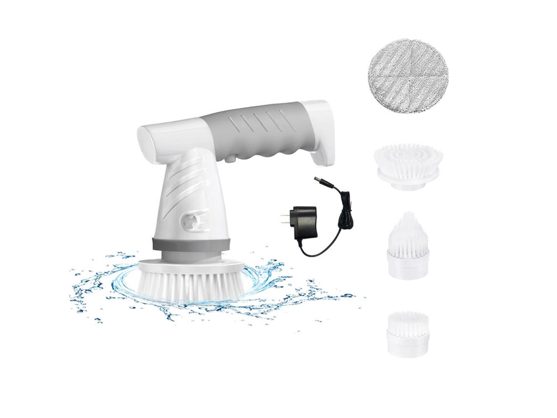 Cepillo De Limpieza Eléctrico Multifuncional Con 4 Cabezales Reemplazables Para Limpiar Fregaderos Y Ventanas (gris) Gertiz