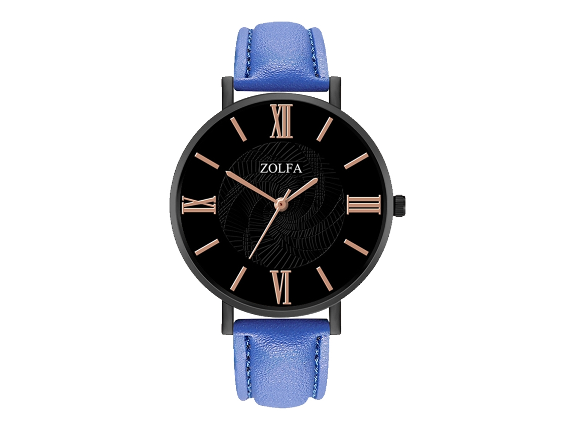 Reloj De Pulsera De Aleación Analógico De Cuarzo Con Dial Redondo Azul Para Parejas