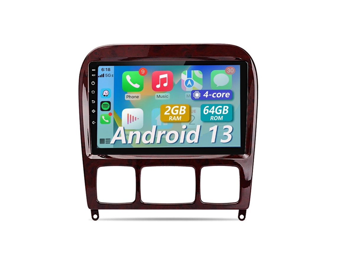 Gps Para Mercedes Benz S Klasse W220 Android 13 Rádio | 9 Hd Ips | Carplay/android Auto Sem Fio | 2gb 64gb | Dsp Ãudio