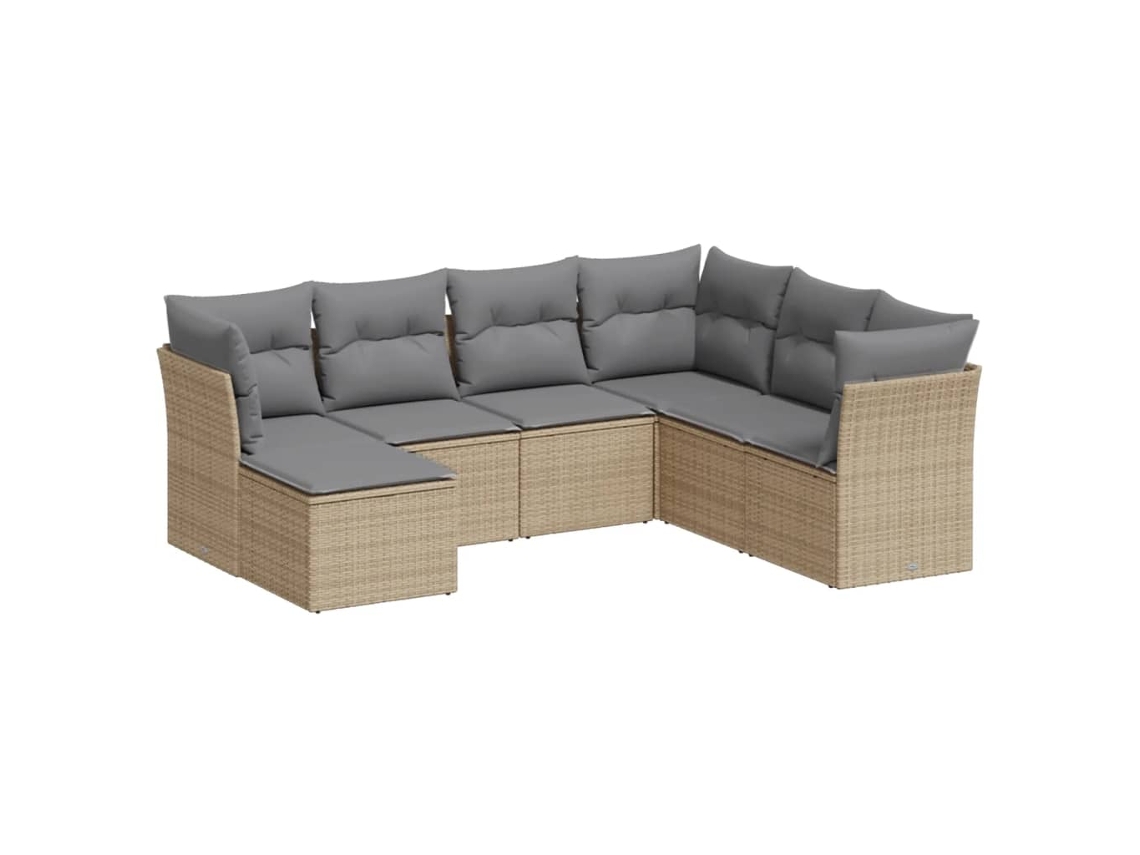 Conjunto 7 sofás de jardín VIDAXL y cojines ratán sintético beige
