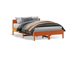 Maison Exclusive - Cama Sin Colchón Madera Maciza De Pino Marrón Cera 140x200 Cm