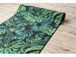 Alfombra de Pasillo con Refuerzo de Goma Monstera Hojas, Verde 80 cm