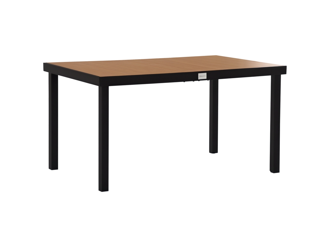 Mesa de jardín para 6 personas, de aluminio y madera, 140 cm.