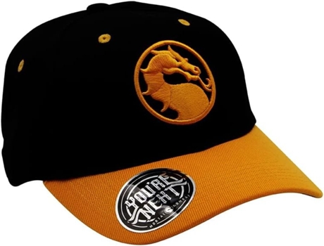 Gorra Mortal Kombat naranja y negra