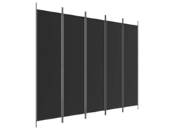 Biombo divisor de ambientes, 5 paneles, 250 x 200 cm, tela negra y hierro, Dec031013