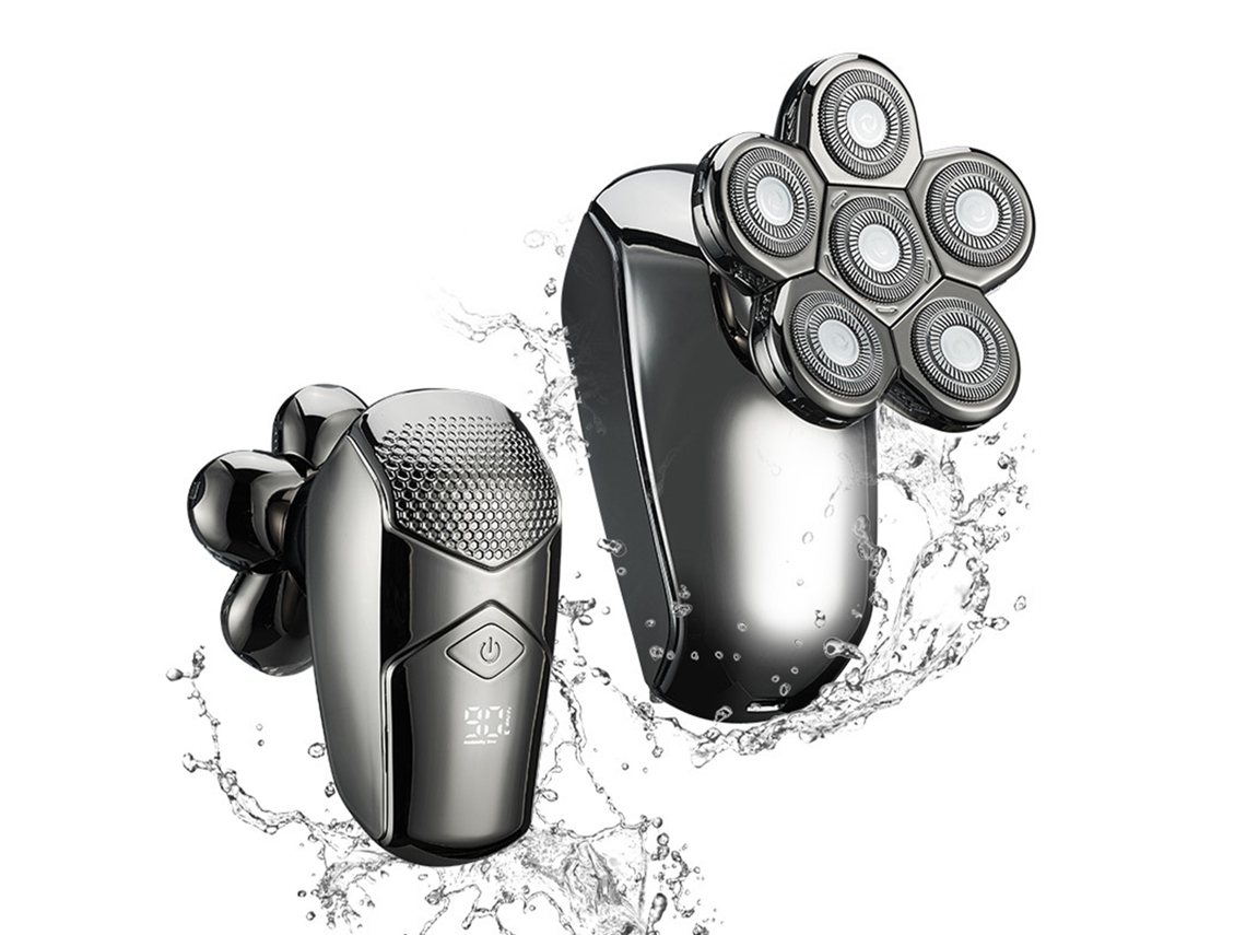 Afeitadora eléctrica con 6 cuchillas lavables, para todo el cuerpo, multifuncional, con pantalla LCD digital para hombres.
