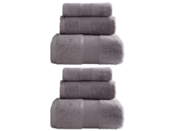 Juego de toallas Kofihety baño mano paños suaves de algodón gris - 6 piezas (38x26x15 cm)