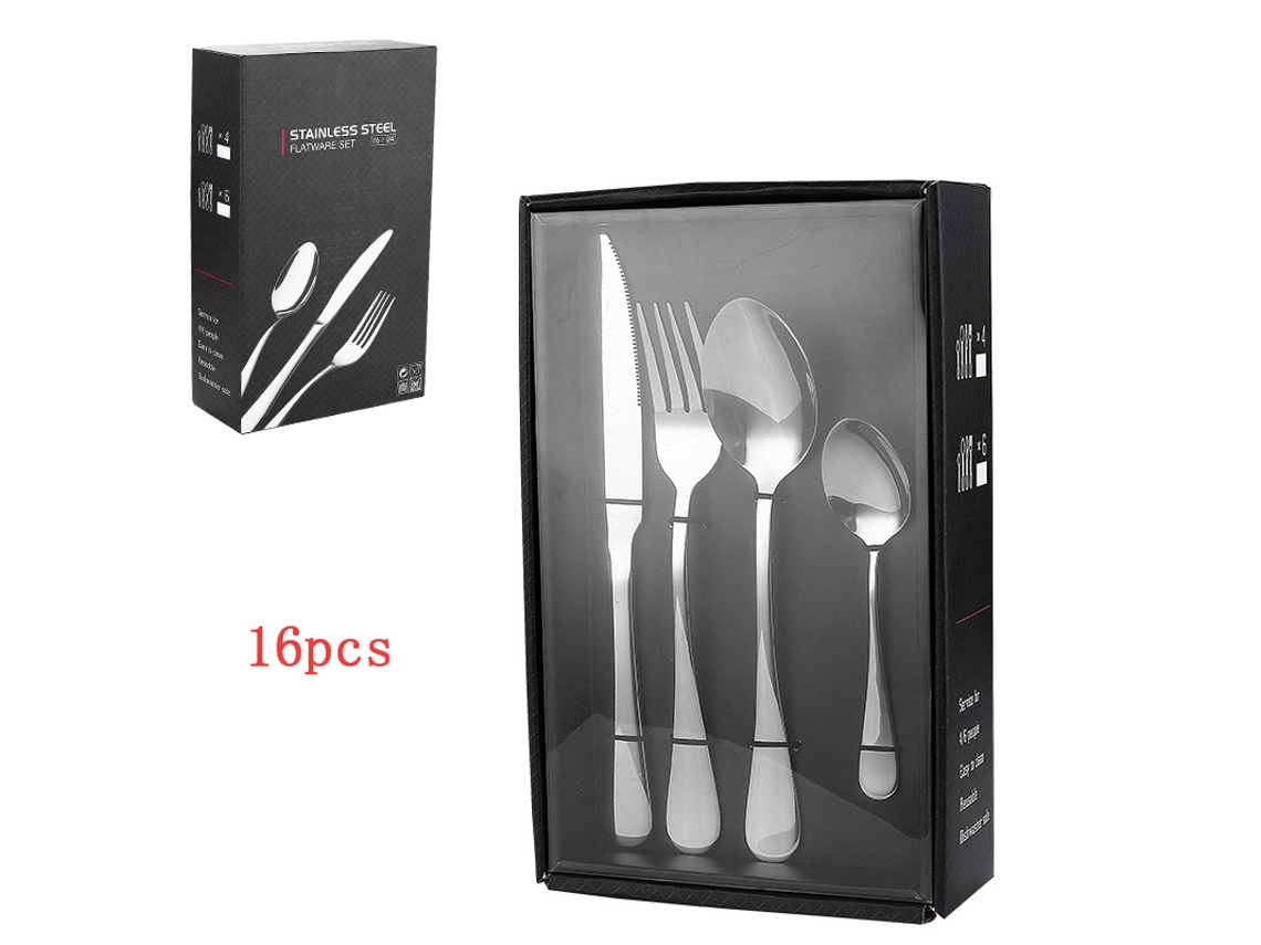 (juego De 16 Piezas - Plateado) Juego De Cubiertos De Acero Inoxidable, Cubiertos De Estilo Occidental, Cuchillo, Tenedor Y Cuchara.