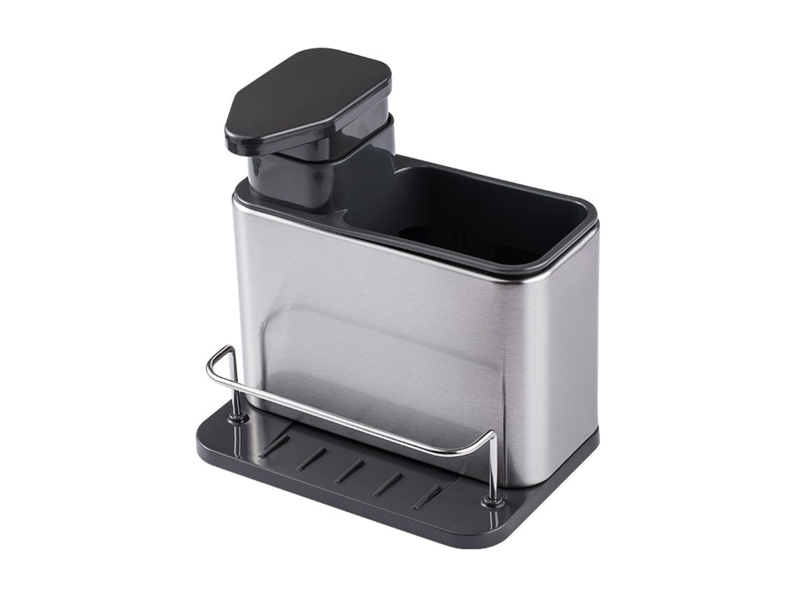 Dispensador 3 en 1 para fregadero, jabón y esponja, acero inoxidable PP, organizador de cocina Tommy01