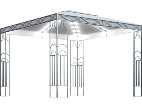 vidaXL Cenador con tira de luces LED 300x300 cm crema