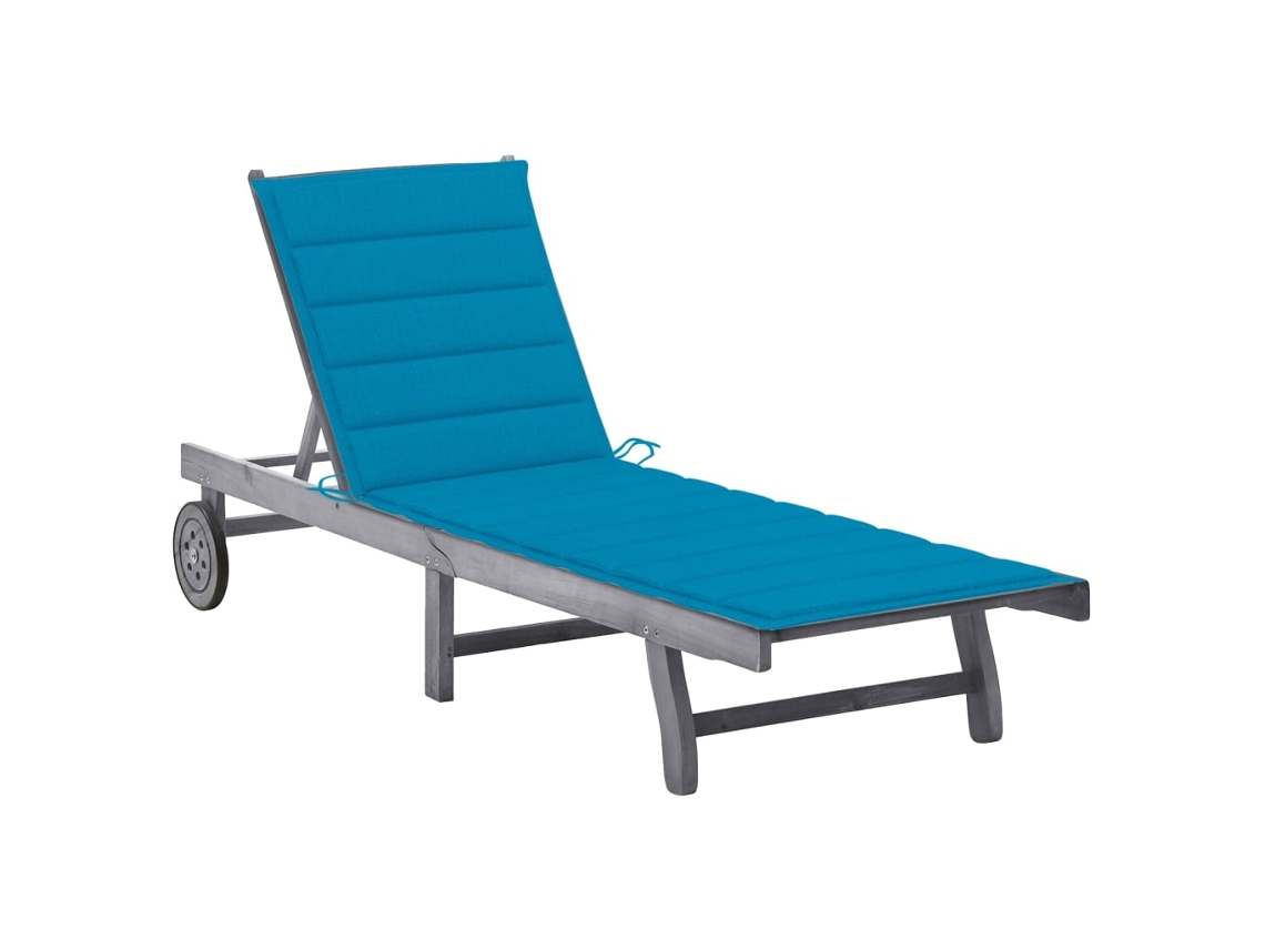 Tumbona Lounger de Jardín con Cojín Madera de Acacia Maciza Gris