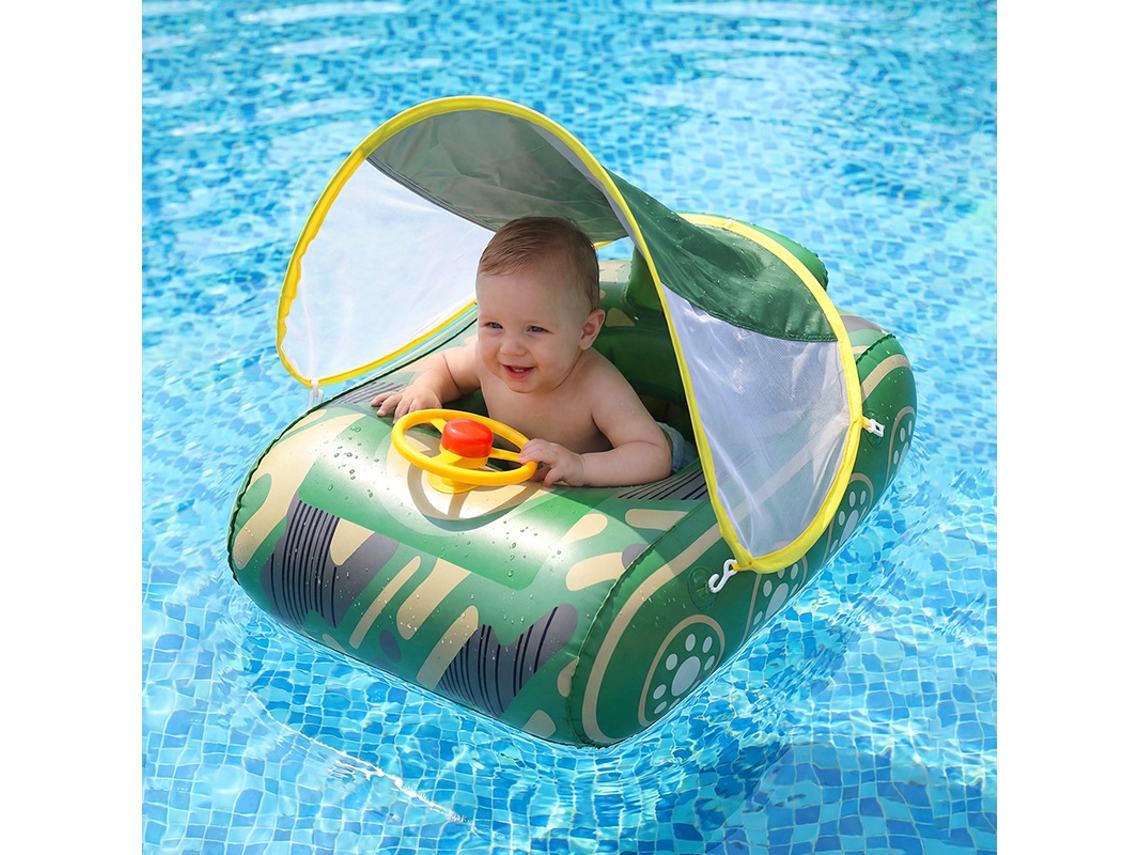 Flotador De Piscina Para Flotador De Bebé Con Capota Extraíble, Apto Para Niños De 20 A 40 Kg, (coche Verde), Czhhmart