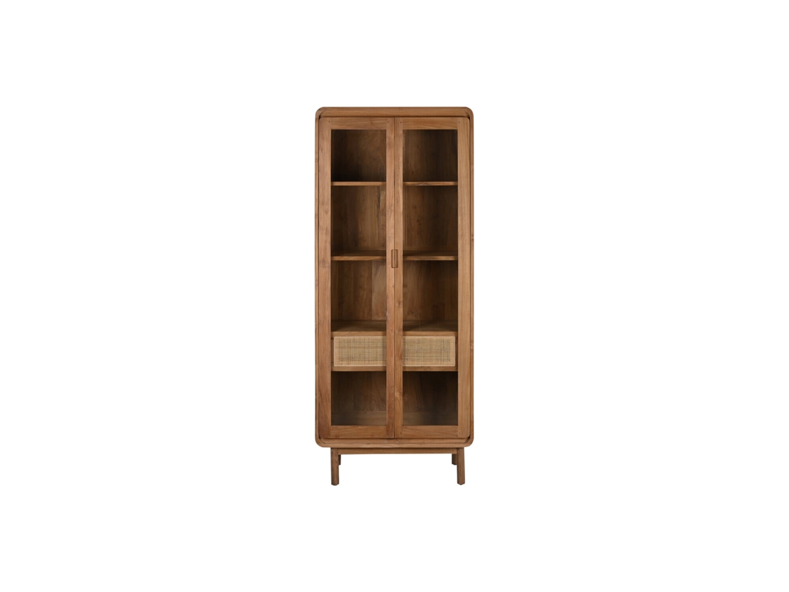 Vitrina Alexandra House Living en madera de teca con cristal natural (80x45x190cm)